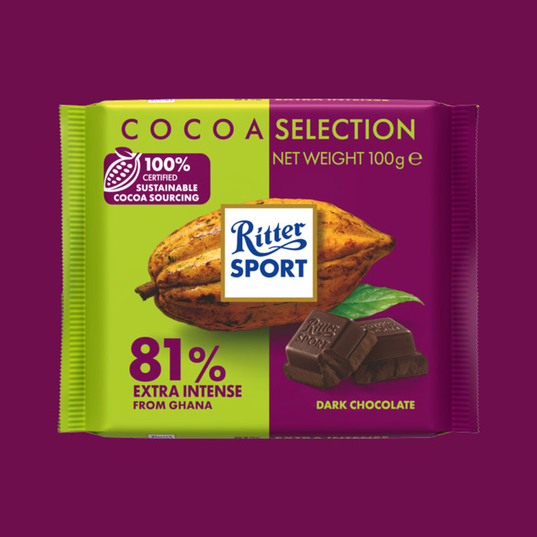 RITTER SPORT DARK CHOCOLATE 81% EXTRA INT 100G